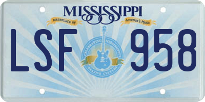 MS license plate LSF958