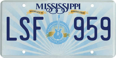 MS license plate LSF959