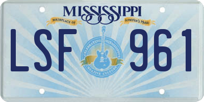 MS license plate LSF961