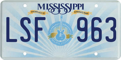 MS license plate LSF963