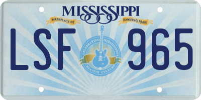 MS license plate LSF965