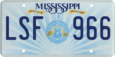 MS license plate LSF966