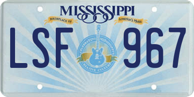 MS license plate LSF967