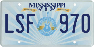 MS license plate LSF970