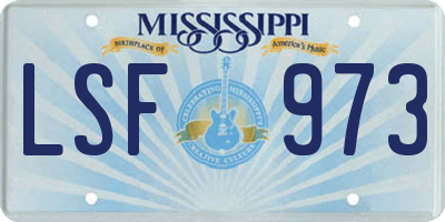 MS license plate LSF973