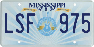 MS license plate LSF975