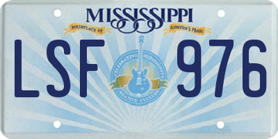 MS license plate LSF976