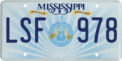 MS license plate LSF978