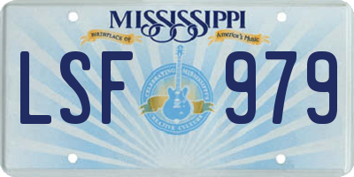 MS license plate LSF979