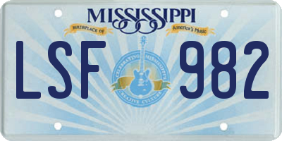 MS license plate LSF982