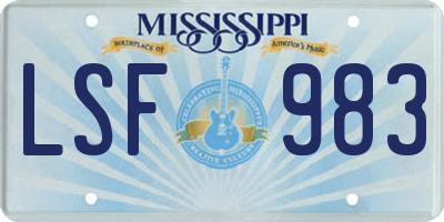 MS license plate LSF983