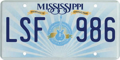 MS license plate LSF986