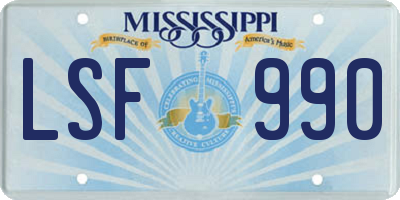 MS license plate LSF990