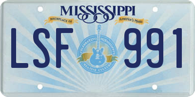 MS license plate LSF991