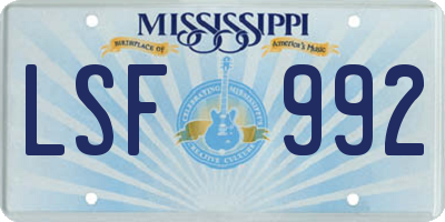 MS license plate LSF992