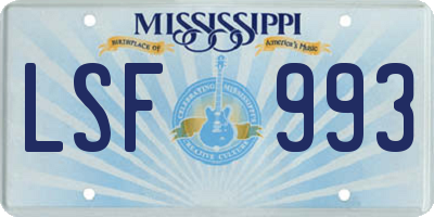 MS license plate LSF993