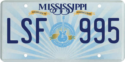 MS license plate LSF995