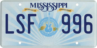 MS license plate LSF996