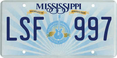 MS license plate LSF997