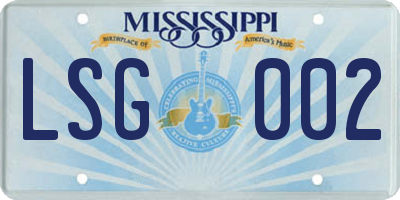 MS license plate LSG002