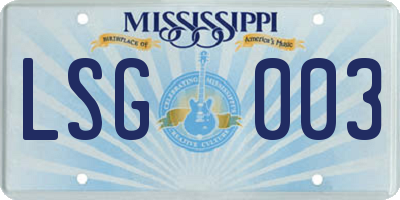 MS license plate LSG003
