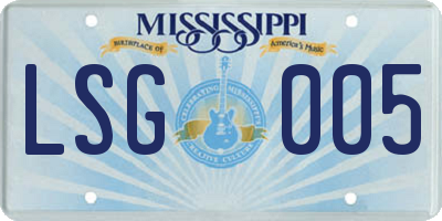 MS license plate LSG005