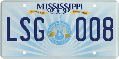 MS license plate LSG008