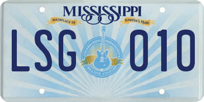 MS license plate LSG010