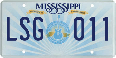 MS license plate LSG011
