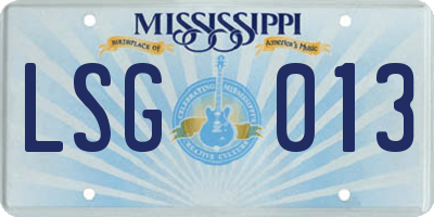 MS license plate LSG013