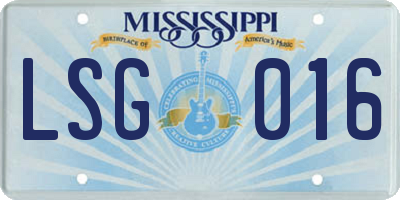 MS license plate LSG016