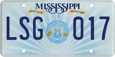 MS license plate LSG017