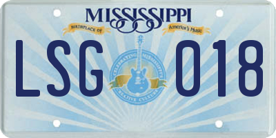 MS license plate LSG018