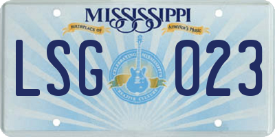 MS license plate LSG023