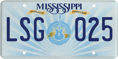 MS license plate LSG025