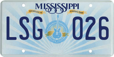 MS license plate LSG026