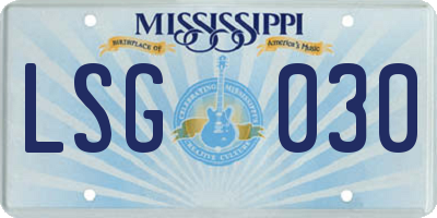 MS license plate LSG030