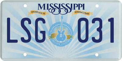 MS license plate LSG031