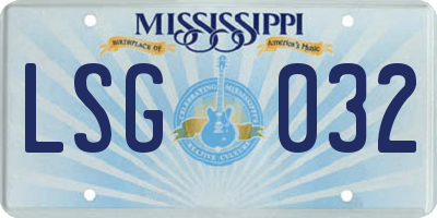 MS license plate LSG032