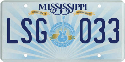 MS license plate LSG033