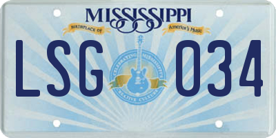 MS license plate LSG034