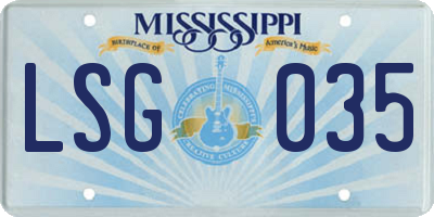 MS license plate LSG035
