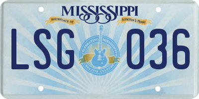 MS license plate LSG036