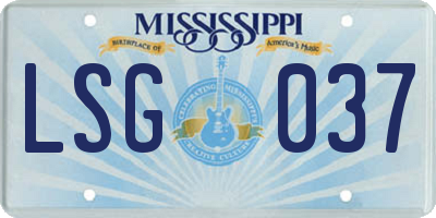 MS license plate LSG037