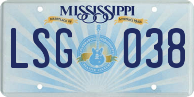 MS license plate LSG038