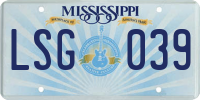 MS license plate LSG039