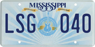 MS license plate LSG040