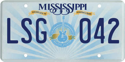 MS license plate LSG042