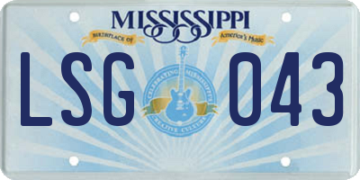 MS license plate LSG043