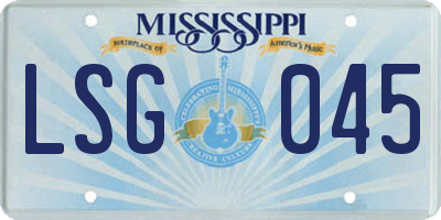 MS license plate LSG045